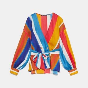 ZARA Blogger’s favorite Striped Long Sleeve Satin